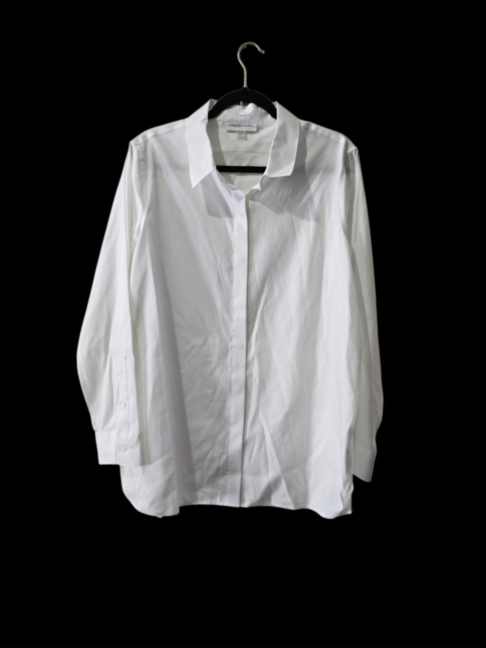 Calvin Klein White Long Sleeves Button Up Blouse Size L Non Iron *